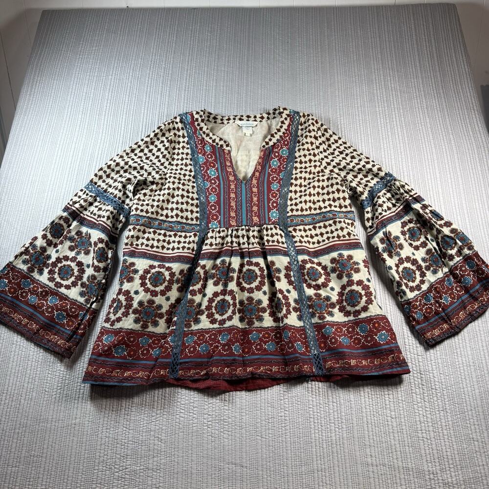 Sundance Tunic Top Womens L Western Boho Chic Lagenlook Peasant Festival